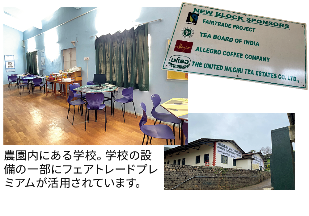 農園内にある学校。学校の設備の一部にフェアトレードプレミアムが活用されています。