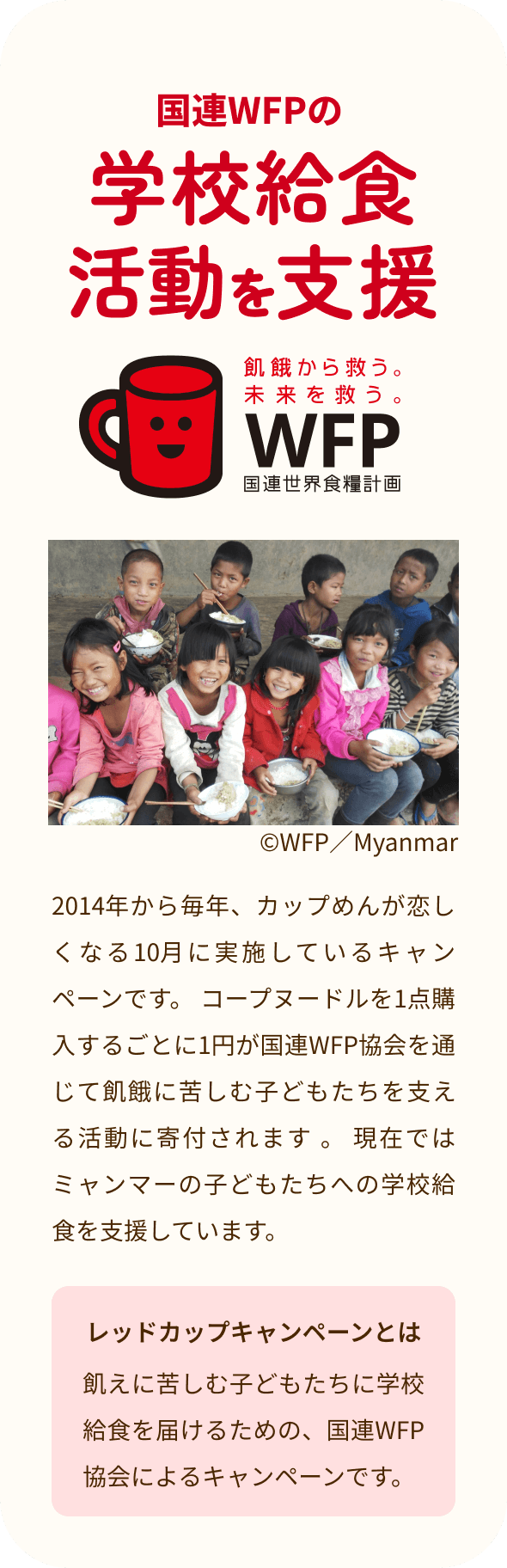 国連WFPの学校給食活動を支援