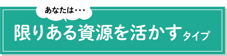 あなたは・・・限りある資源を活かすタイプ