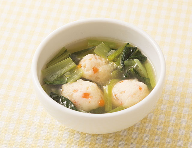 つみれと青菜の中華風スープ