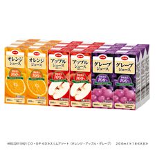 CO・OP スリムアソート(オレンジ・アップル・グレープ) 200ml×18