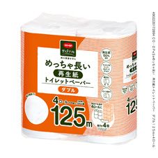 ＣＯ・ＯＰ めっちゃ長い　再生紙トイレットペーパー　ダブル １２５ｍ×４ロール