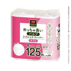 ＣＯ・ＯＰ めっちゃ長い　パルプトイレットペーパー　ダブル １２５ｍ×４ロール