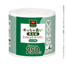 ＣＯ・ＯＰ めっちゃ長い　再生紙トイレットペーパー　シングル ２５０ｍ×１ロール